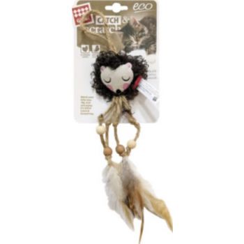  Gigwi Cat Toys Lion Catch & Scratch Eco line with Slivervine Leaves and Natural Feather 