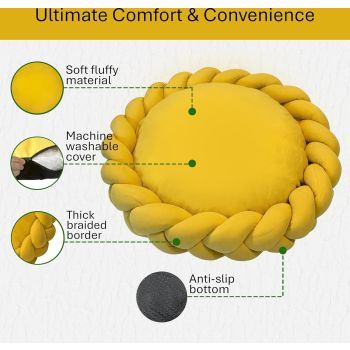  Chunky Knit Pet Basket Bed - Yellow 56 x 40 x 26 cm 