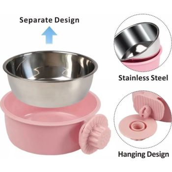  Saas Pet Hanging Feeder With Steel Bowl Medium Assorted Color 