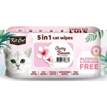  Kit Cat 5-In-1 Cat Wipes CHERRY BLOSSOM Scented 