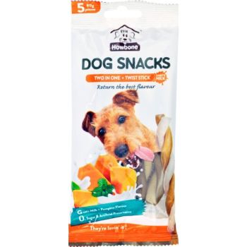  Howbone Dog Snack - Two In One Twist Stick 80g (5pcs) - Goat's Milk+Pumpkin Flavour 