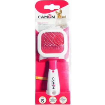  Camon Slicker Brush With Stainless Steel Plastic Coated Pins And Rotating Head (62X62Mm)-Small 