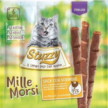  Stuzzy Cat Treats  Sticks Millemorsi For Sterilized Cats With Chicken 6x5g 