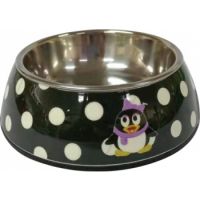 Nutrapet Applique Melamine Round Bowl BLack & White Polka L:22 * 7.5 Cms 700/23.6 Ml/Oz