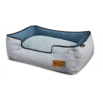  Lounge Bed Houndstooth Blue/white Large 