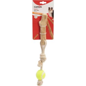  Camon Coffee Wood And Rope Toys For Dogs With Ball 