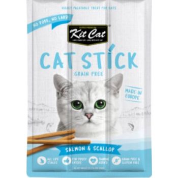  Kit Cat Grain Free Cat Stick Treats  Salmon & Scallop 15g 