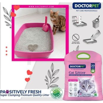  Doctor Pet Clumping Natural White Bentonite Baby Powder Cat Litter - 20L 