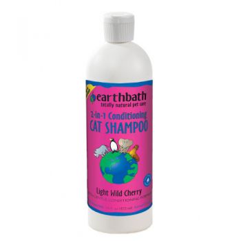  Earthbath® 2-in-1 Conditioning Cat Shampoo, Light Wild Cherry 16oz 