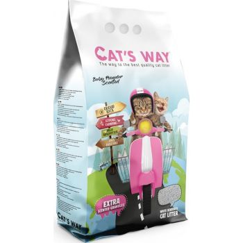  Cat's Way White Compact Baby Powder Scented Cat Litter - 18L 