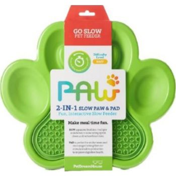  PETDREAMHOUSE PAW 2-IN-1 SLOW FEEDER & LICK PAD GREEN 