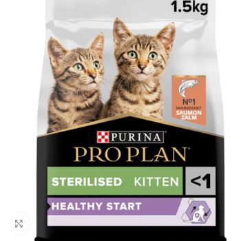  PRO PLAN STERILISED KITTEN HEALTHY START, DRY CAT FOOD WITH SALMON, 1.5 KG 
