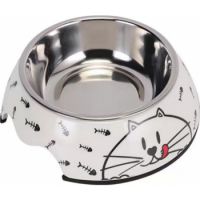 Melamine Bones Cat Stainless Steel bowl with anti-slip circle on the bottom,Volume:160 ml,Size:12*12*4.5 cm