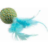 Duvo+ Jolly Ball With Feathers Blue Cat Toys  - 18x4,5x4,5cm