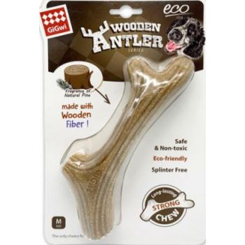  Dog Chew Wooden Antler with Natural Wood and Synthetic Material Medium 