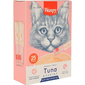  Wanpy LICKABLE TREAT TUNA & SHRIMP FOR CAT 14 g & 25 pcs 
