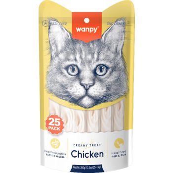  Wanpy Creamy Lickable Cat Treats – Chicken 25 x 14g 