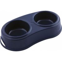 Georplast Plastic Double Antislip Pet Bowl L Navy Blue
