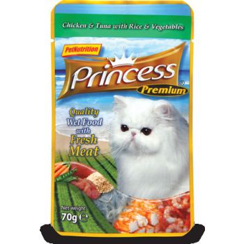  Princess Pouch Chick/Tuna w Rice & Vegetables 70g 