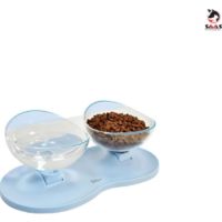 Saas Egg Shape Pet Dual Bowls Blue