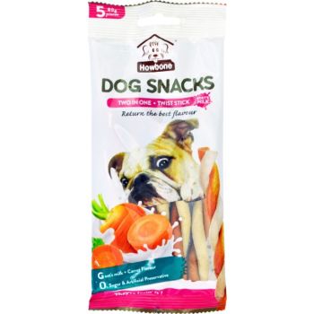  Howbone Dog Snack - Two In One Twist Stick 80g (5pcs) - Goat's Milk+Carrot Flavour 