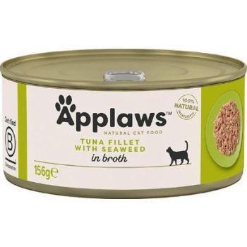  Applaws Tuna Fillet with Seaweed in Broth Wet Cat Food 156g Tin 