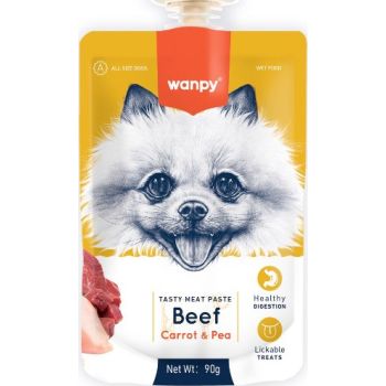  Wanpy Tasty Meat Paste Beef with Carrot & Pea for Dogs 90g 