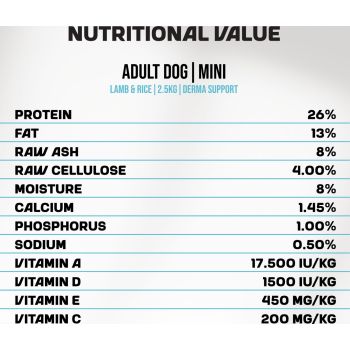  Myfood Superpremium Dry Food for Adult Small Breed Dogs with Lamb and Rice 2.5 kg 