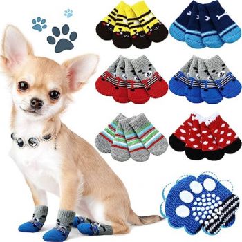  Non-Slip Dog Socks Large In Mix Colors 35x90 