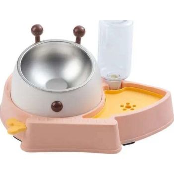  Saas Pet Bowls With Automatic Water Feeder 33.5×21.7cm PINK 