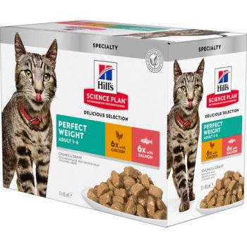  Hill’s Science Plan Perfect Weight Adult Cat Wet Food With Chicken (12x85g) 