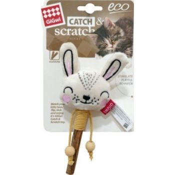  Gigwi Cat Toys Rabbit Catch & Scratch Eco line with Slivervine Leaves and Stick 