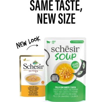  Schesir Soup Cat Wet Food in Soup Pouch-Chicken With pumpkin 40g 