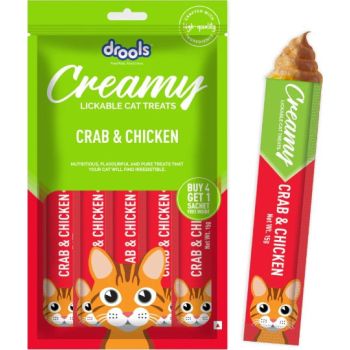  Drools Crab & Chicken Creamy Cat Treats 4+1 