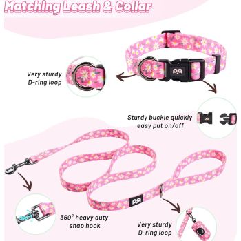  Mesh pet harness 4 PC set (Harness + Leash + Collar + Bag) (Daisy pink) (S										6076469820241 