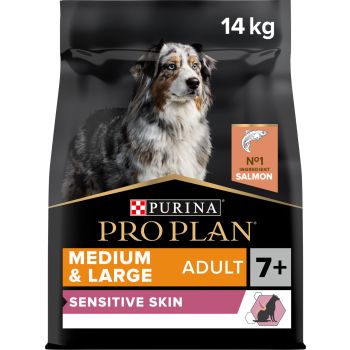  Purina Pro  Plan Sensitive Skin  Medium and Large Senior 7+ , Dry  Dog  food with Salmon, 14 kg 