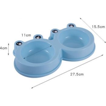  PETS CLUB FROG SHAPED DOUBLE PET BOWL, 98 ML, 27.8*15.5*4 CM : BLUE SMALL 