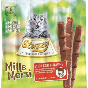  Stuzzy Cat Treats  Sticks Millemorsi With Beef 6x5g 