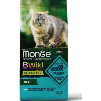  Monge Bwild Grain Free Cat Dry Food  Adult Codfish With Potatoes And Lentils 1.5kg 