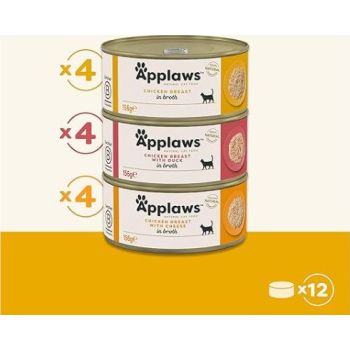  Applaws Chicken Selection Multipack in Broth Cat Wet Food 12x156g 