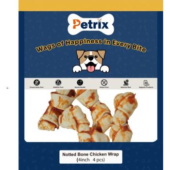  Petrix Knotted Bones Chicken Wrapped 4" - 4 Pcs 