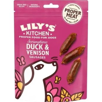  Lily's Kitchen Scrumptious Duck & Venison Sausages Dog Treats - 70G 