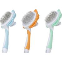 Saas Pet Slicker Self cleaning Brush Green
