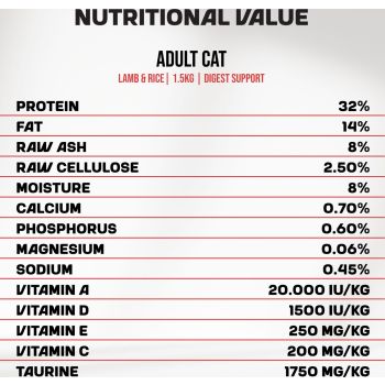  Myfood Superpremium Dry Food for Adult Cats with Lamb and Rice 1.5 kg 