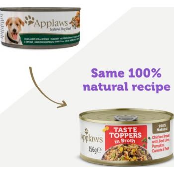  Applaws Topper in Broth Chicken with Beef Dog Tin 156g 