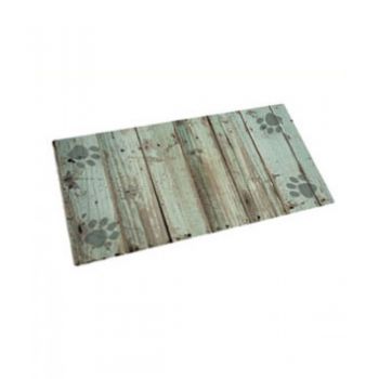  Dry Mate Green Distressed Wood/ Paws Dog Bowl Place Mat 16 x 28 in 