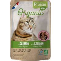 Plaisir Bio Complete Food for Cats, Chunks in Gravy with Salmon and Vegetables 100g