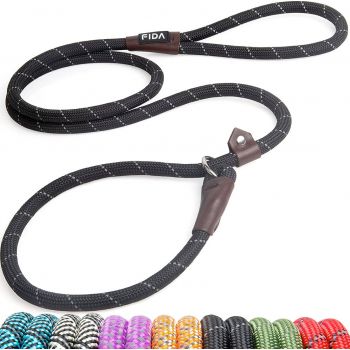  Fida Durable Slip Lead Dog Leash / Training Leash(6ft length, 1/2″ thick Rope) Black 