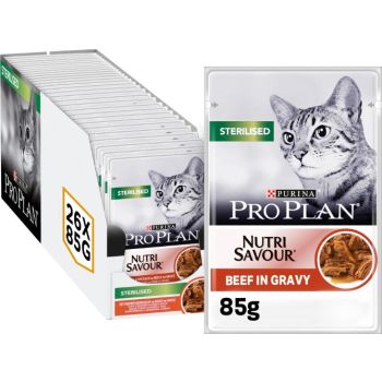  Pro Plan Cat Wet Food Nutrisavour Sterilised Beef In Gravy 85gr 