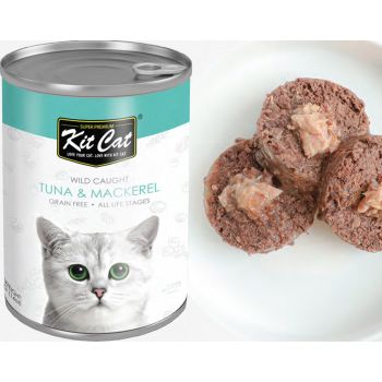  Kit Cat Wild Caught Tuna with Mackerel Canned Cat Wet Food 400g 